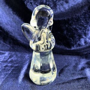 Vintage Glass Praying Angel Figurine Clear Blown Glass Religious Home Decor